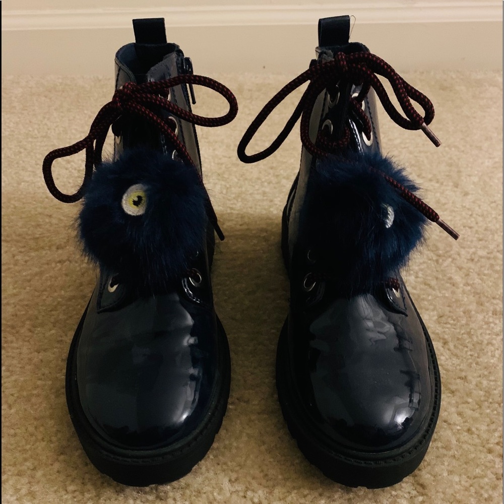 NWOT ZARA GIRLS navy patent boots